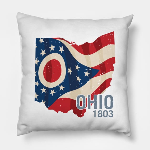 Ohio 1803 with Ohio flag stars and stripes Pillow by hobrath