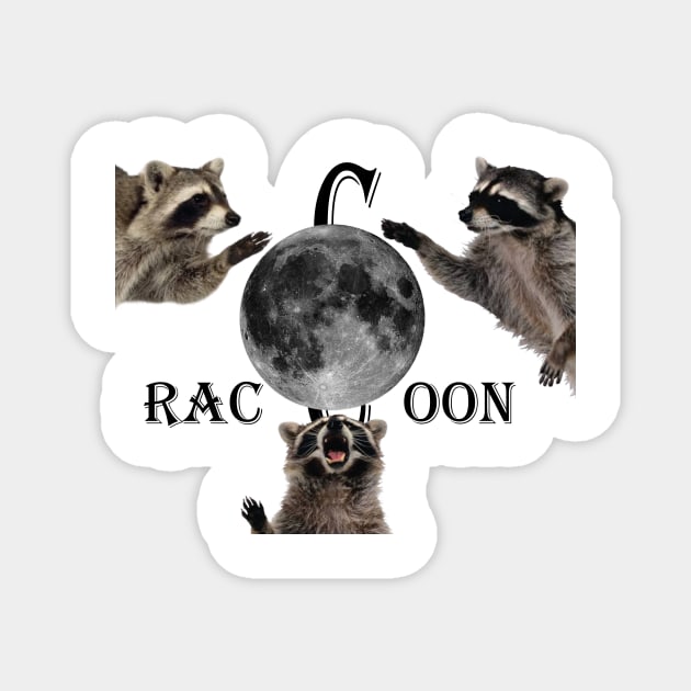 Three Raccoons Vintage Graphic T-shirts, Retro Raccoon Moon Tshirt, Raccoon Lovers, Funny Raccon Tee, Oversized Washed Tee, Raccoon Gifts oldschoolcult Magnet by ElRyan