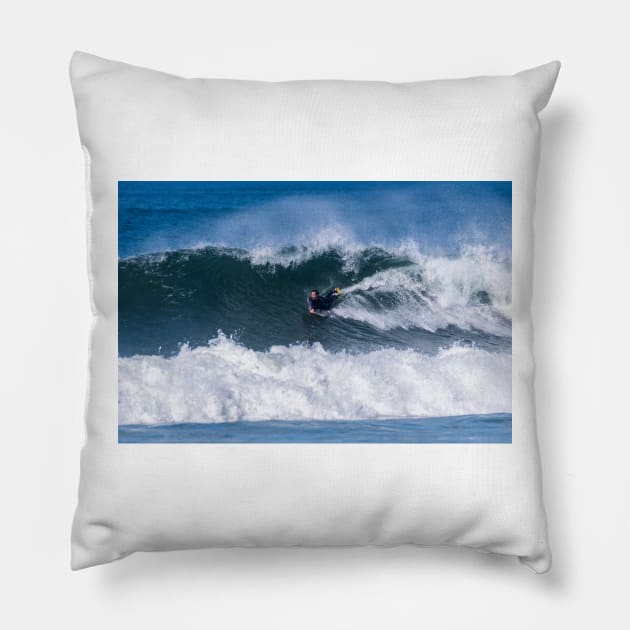 Bodyboarder in action Pillow by homydesign