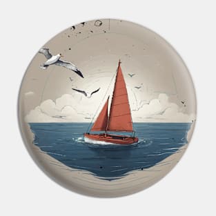 Zen Sailing Boat Pin