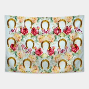 Pattern. Roses, Stars and Gold Horseshoes Tapestry