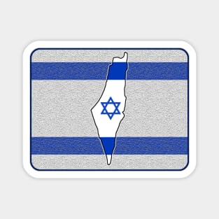 Map of Israel on Stylized Israeli Flag Magnet