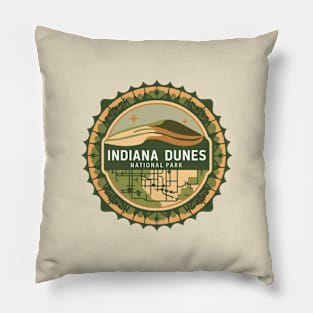 Indiana Dunes National Park Abstract Round Emblem Pillow