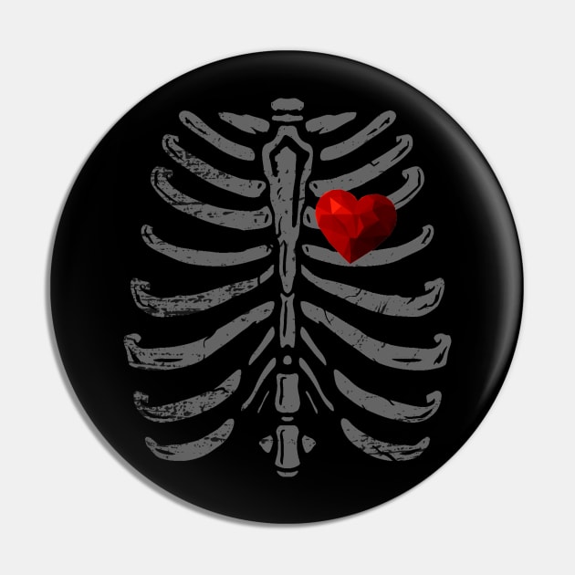 Skeleton Heart Rib Cage X-Ray Party Halloween Pin by Howtotails