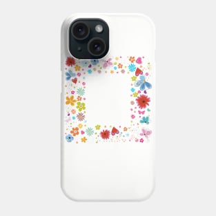 Colorful happy hippie flowers frame Phone Case