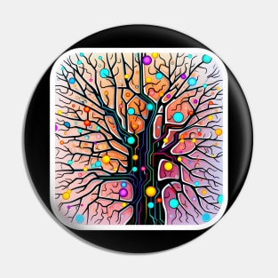 Abstract Neural Network Tree with Vibrant Synapses Pin