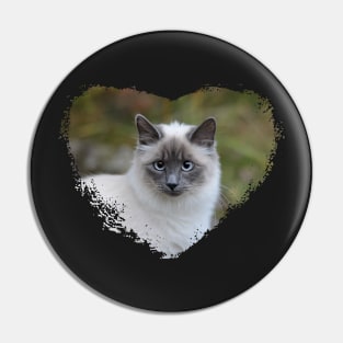 Siamese Cat in a Heart Pin