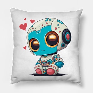 Cartoon robot in love. Pillow