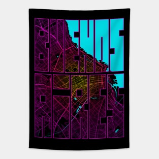 Buenos Aires, Argentina City Map Typography - Neon Tapestry