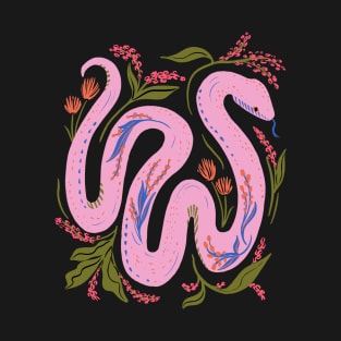 Pink Folk Snake T-Shirt