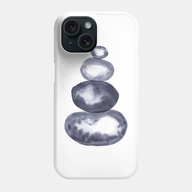 Navy blue balancing stones Phone Case by WhalesWay