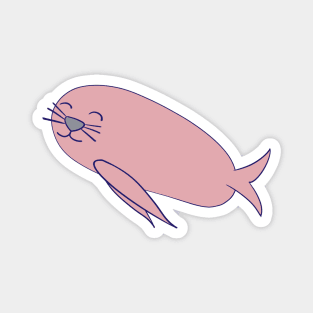 Smiling Pink Kawaii Seal Magnet