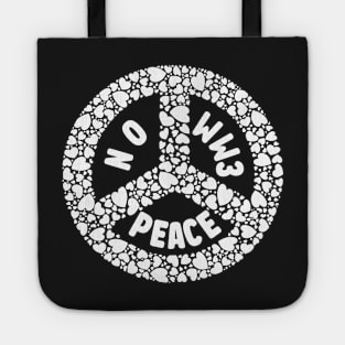 NO WW3 WHITE HEART PEACE SYMBOL PRAYING FOR PEACE Tote