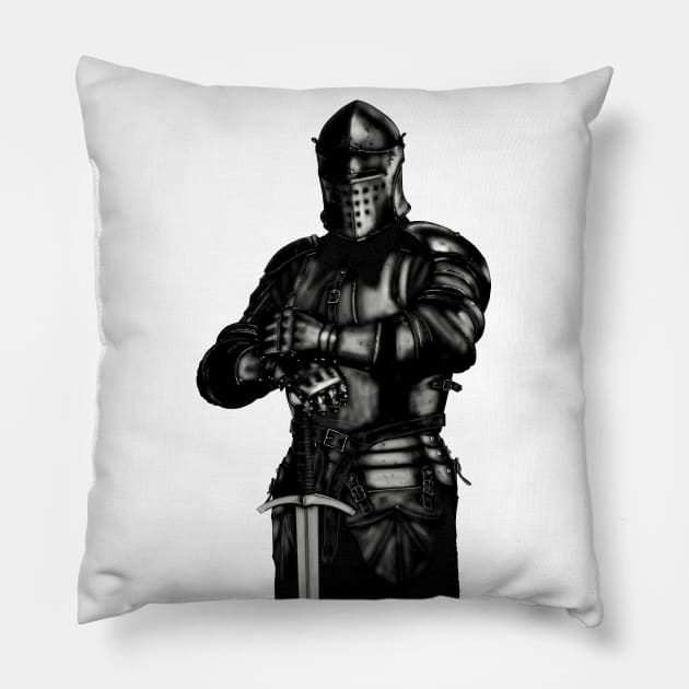 Medieval Knight Pillow by GrizzlyVisionStudio