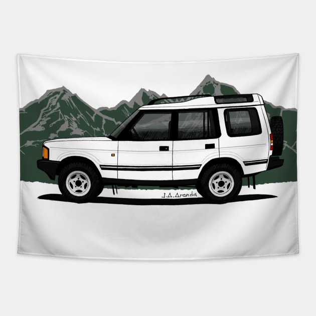 The iconic british off road car Tapestry by jaagdesign