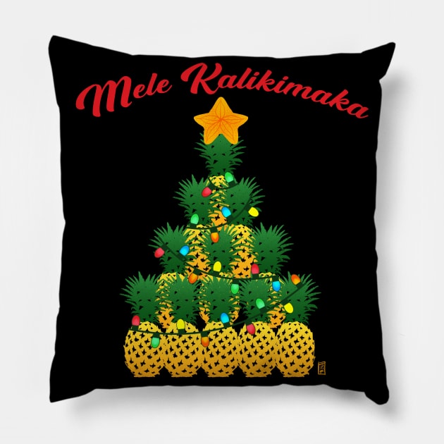 Mele Kalikimaka Pineapple Christmas Tree Pillow by jasonyerface