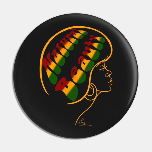 Natural Beauty  | Black Woman Art | Red Yellow Green Pin by kiraJ