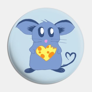 Cute Mouse With Cheese Heart Pin