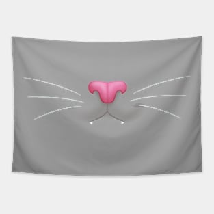 Grey Kitty Cat with Fangs - Pink Nose! Tapestry