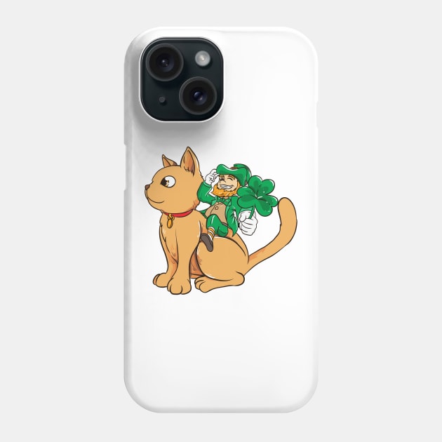 Cute Leprechaun Riding a Cat St. Patrick's Day Phone Case by theperfectpresents