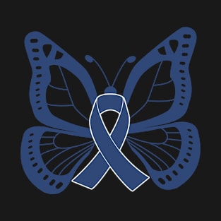 Blue Jeans Denim Butterfly Awareness Ribbon T-Shirt