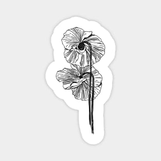 Hand Drawn Poppy Flower Magnet