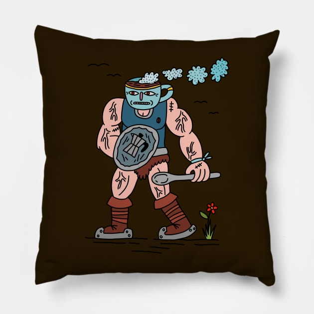 COFFEE WARRIOR Pillow by Ninja Tiger Magic Bringer