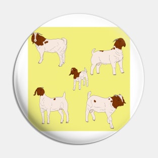 Boer Goats Pattern Yellow Pin