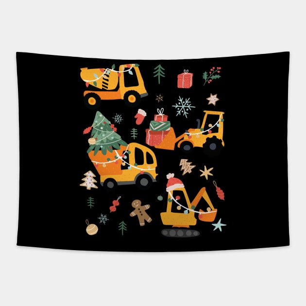 Christmas construction site kids Tapestry by A-Buddies