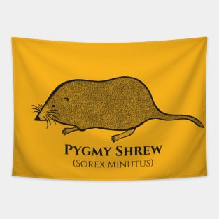 Pygmy Shew with Common and Latin Names - hand drawn animal Tapestry