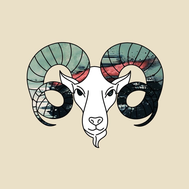 Glitchcore Aries Zodiac Goat Glitch Art by raspberry-tea