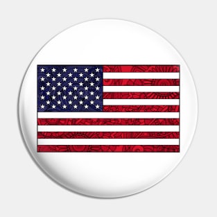 Zentangle american flag Pin
