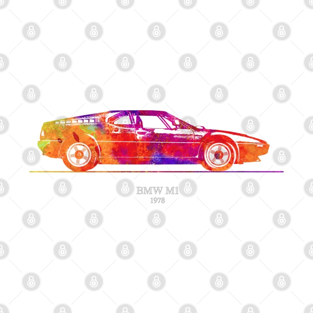 BMW M1 1978 Watercolor Illustration - Colorful by SPJE Illustration Photography