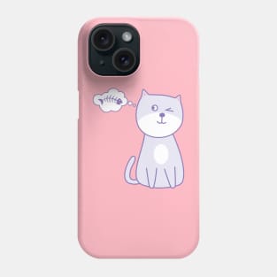 cat thinking about fish Phone Case