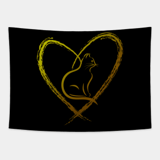 gold cat Tapestry