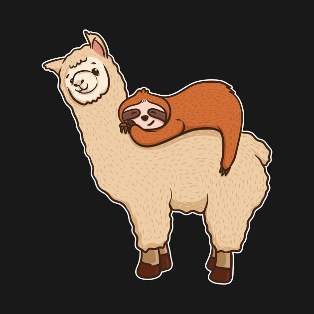 Cute & Funny Sloth Sleeping on Llama Friend by theperfectpresents