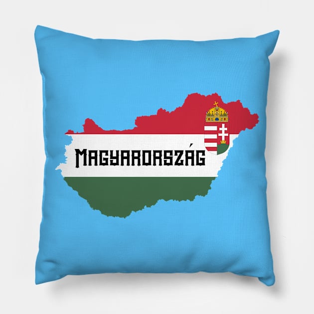 Hungary flag & map Pillow by Travellers