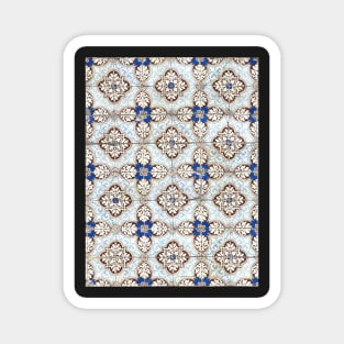 Portuguese tiles. Kaleidoscopic blue and brown pattern Magnet