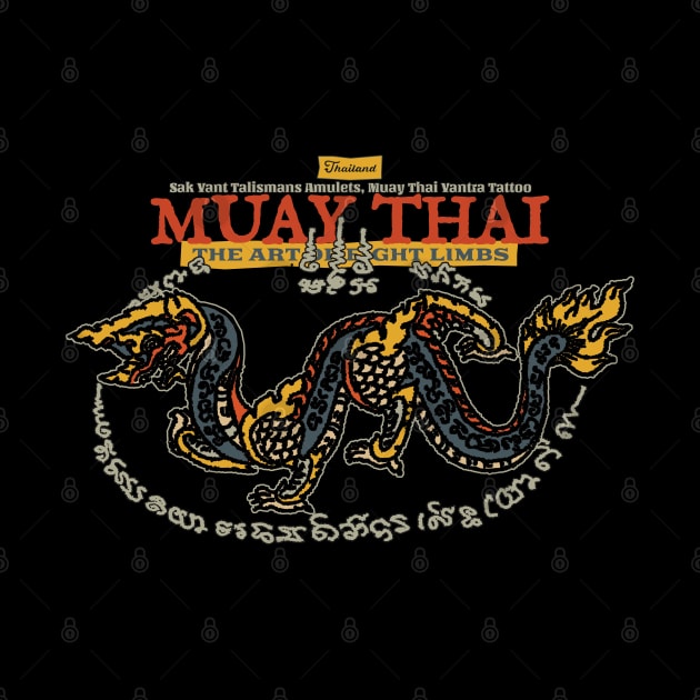 Vintage Muay Thai Tattoo The Serpent by KewaleeTee