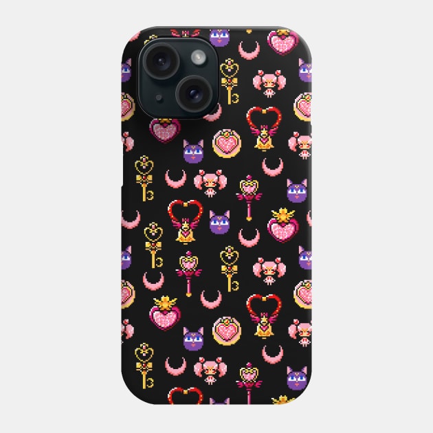Sailor Chibi Moon - Black Phone Case by uenki