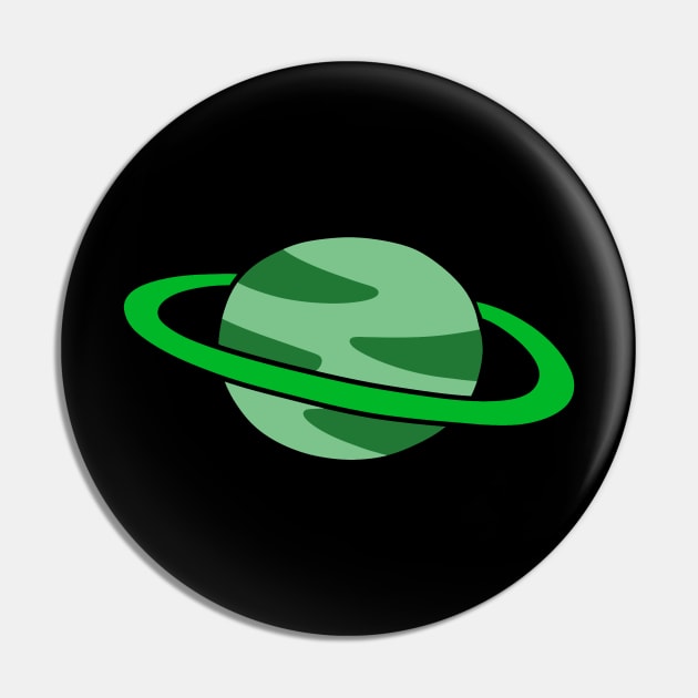 Green Ringed Planet Pin by saradaboru