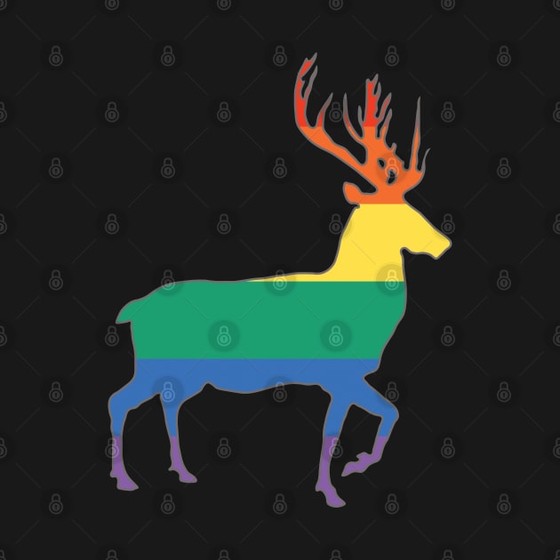 Rainbow Pride Flag Stag Silhouette by MacPean