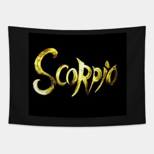 SCORPIO HOROSCOPE, BIRTH SIGN TAROT GOLD INK  ON BLACK Tapestry