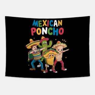 Dabbing Mexican Poncho Cinco de Mayo Boys Men Short Sleeve Sombrero Dab Tapestry