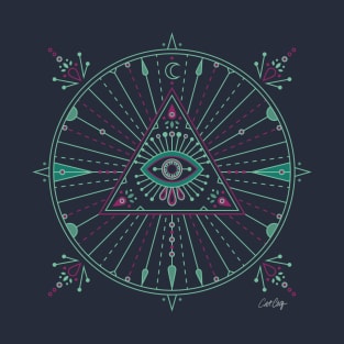 Green & Purple Evil Eye Mandala T-Shirt