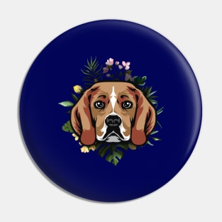 Beagle in floral Pin