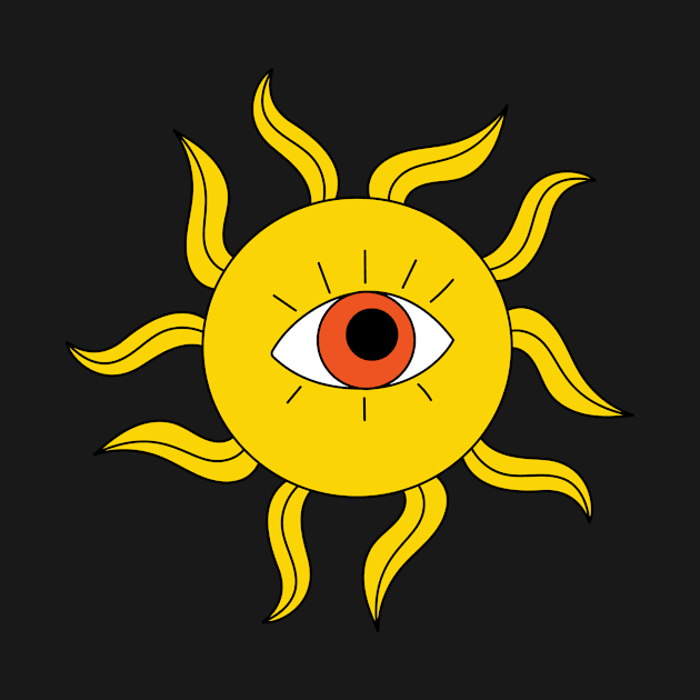 Retro 70s Vibe Hippie Sticker Sun with Eye by Protshirtdesign