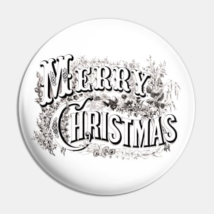 Vintage Merry Christmas Sketch Pin