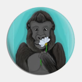 Gorilla and flower Pin