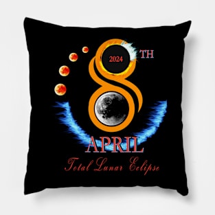 Total Eclipse 4 moons April 8 - 2024 Pillow